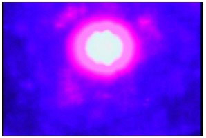 Light emission from micro UV-LED chip (IF: 100μA; VF: 3.58V)