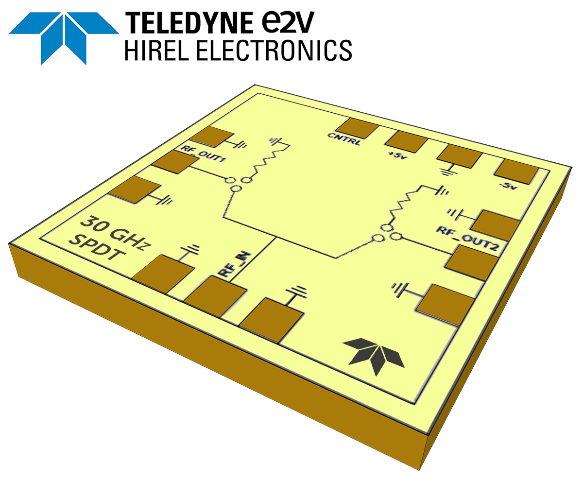 Teledyne e2v HiRel’s TDSW030A2T 30GHz rad-hard SPDT RF switch. 